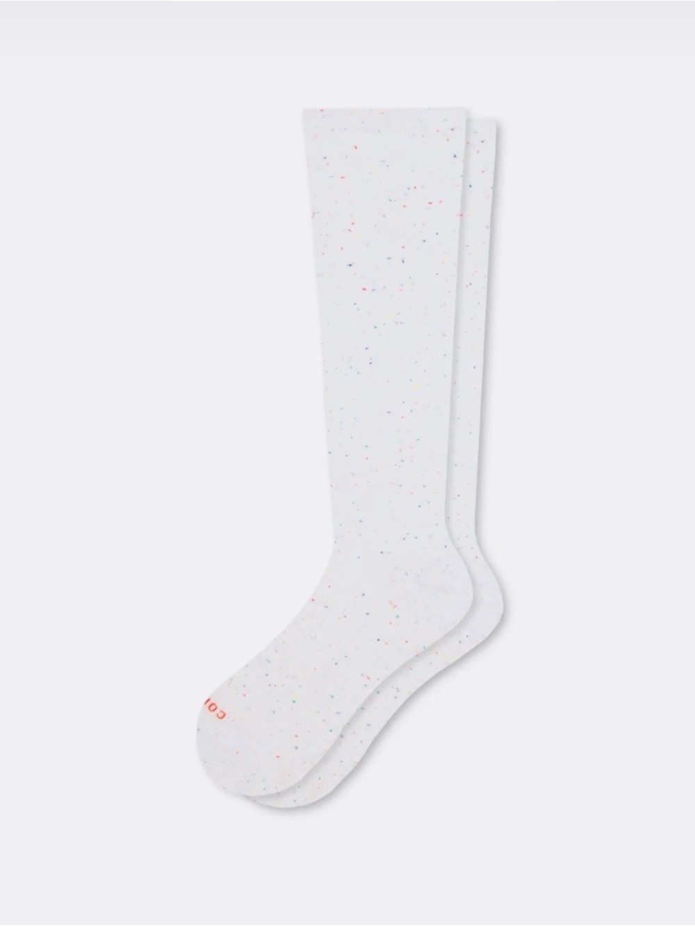 Compression Knee-High White Socks with Multi-Color Speckle